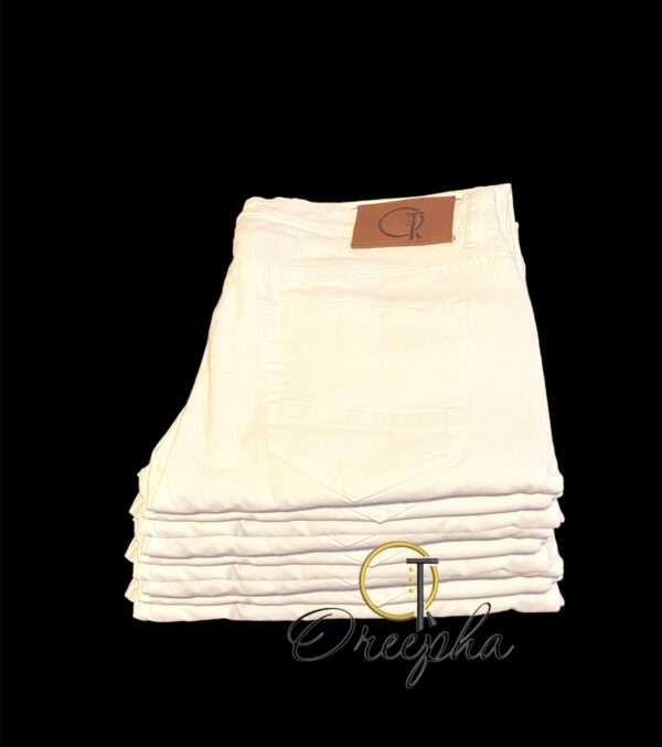 Female plain white jeans